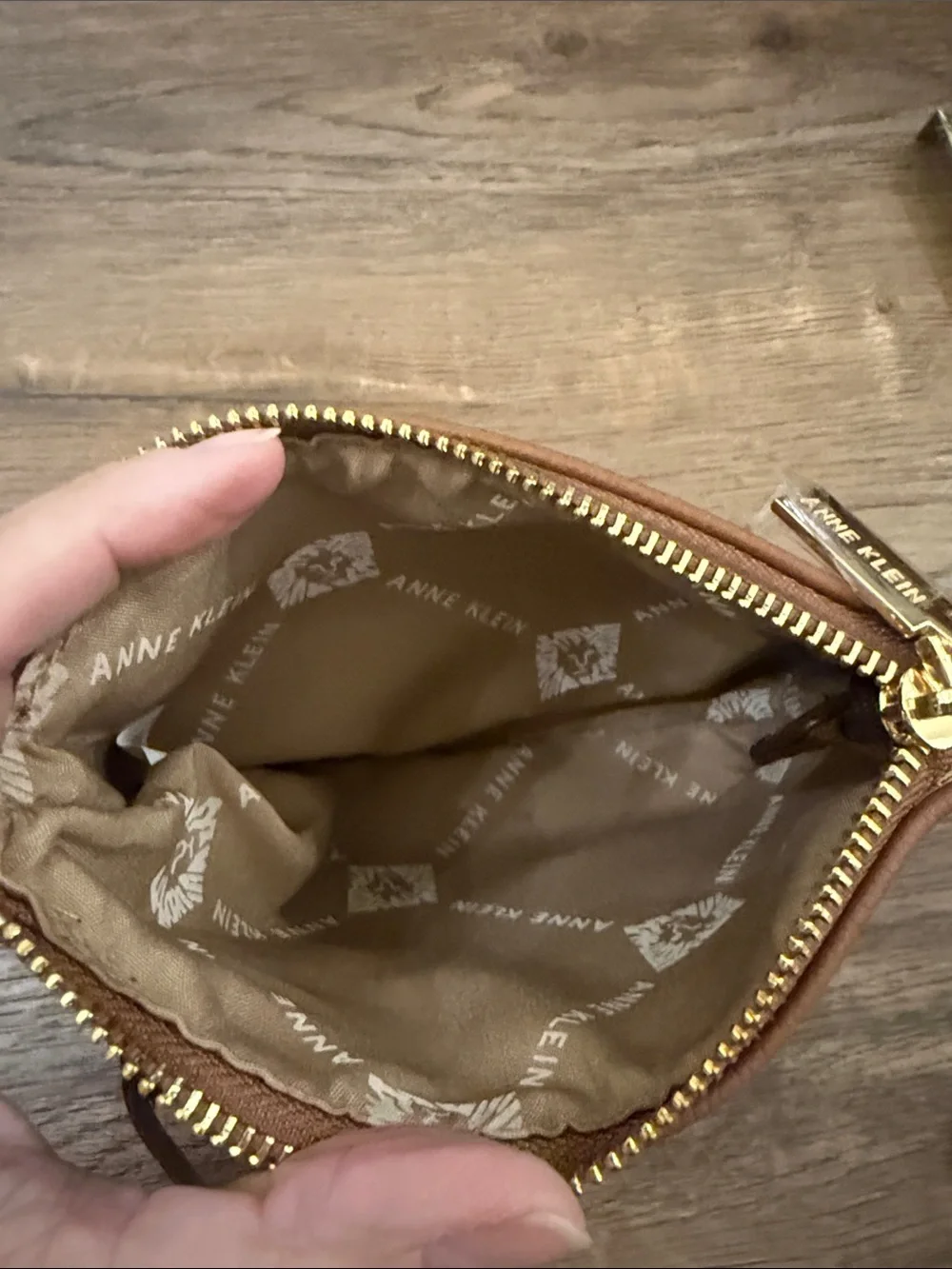 Anne Klein Cognac Vegan Leather Wristlet Clutch
